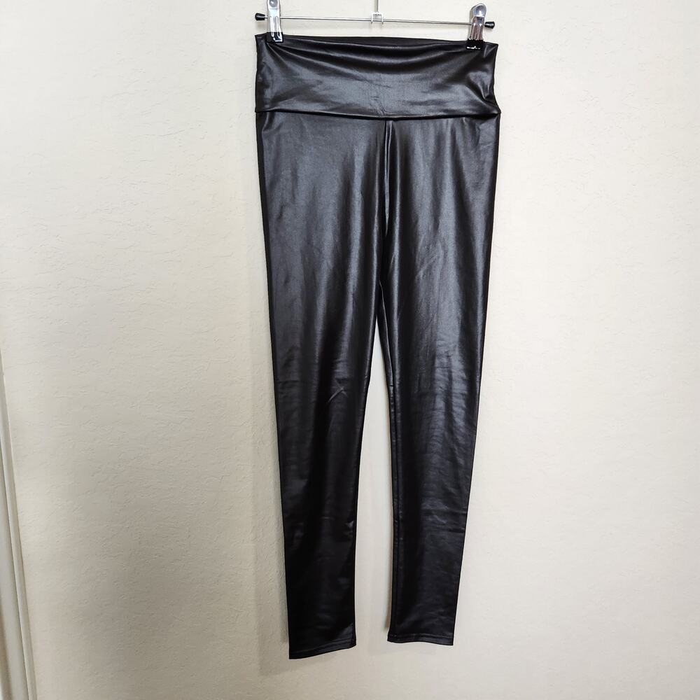 Wet Seal Black Shiny Stretch Legging Pants - Small / Medium - Edgy Biker